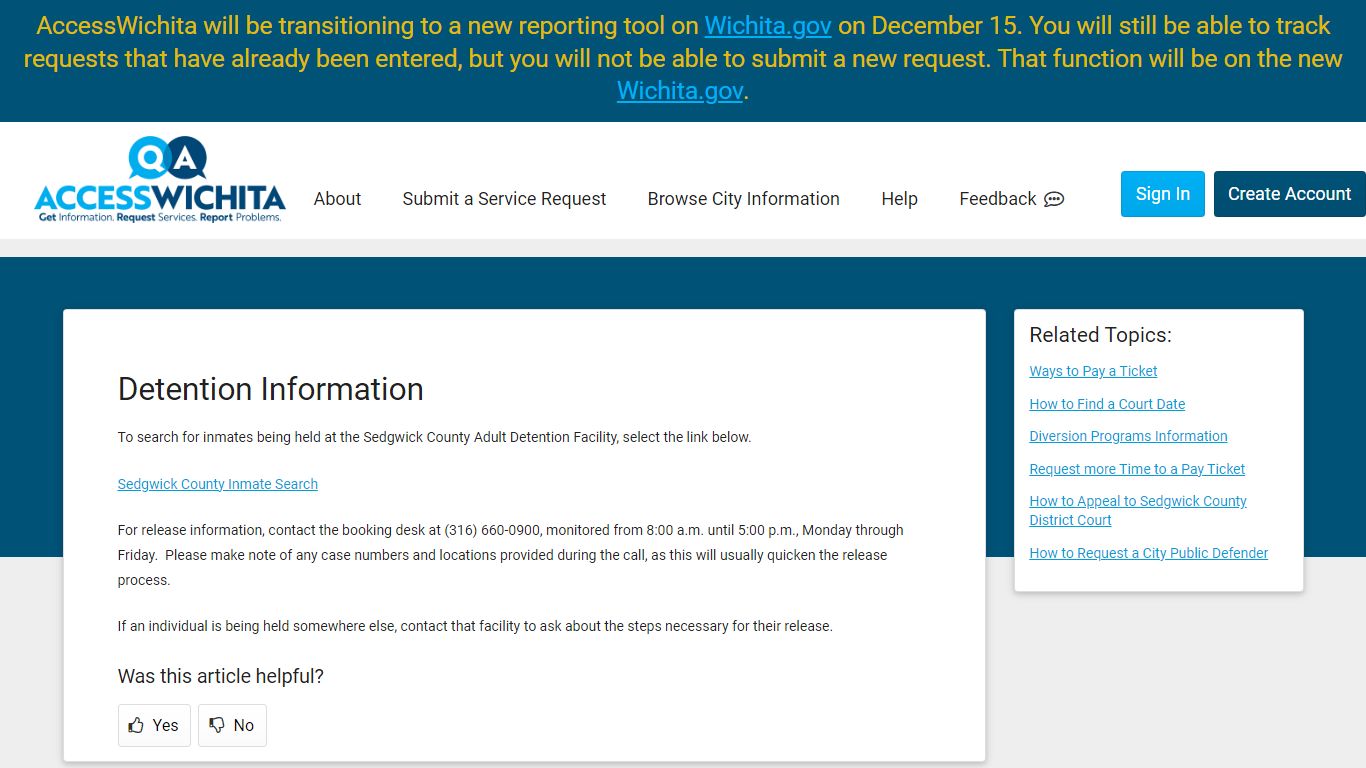 Detention Information - AccessWichita